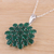 Onyx pendant necklace, 'Verdant Brilliance' - Rhodium Plated Green Onyx Floral Pendant Necklace from India (image 2b) thumbail