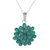Onyx pendant necklace, 'Verdant Brilliance' - Rhodium Plated Green Onyx Floral Pendant Necklace from India (image 2d) thumbail