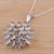 Moonstone pendant necklace, 'Moonlight Brilliance' - Rhodium Plated Moonstone Floral Pendant Necklace from India (image 2b) thumbail