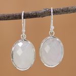 Rainbow moonstone dangle earrings, 'Lucid Dreams' - Checkerboard Faceted Rainbow Moonstone Earrings