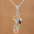 Halskette mit Anhänger aus mehreren Edelsteinen - Halskette mit Anhänger aus mehreren Edelsteinen aus rhodiniertem Silber