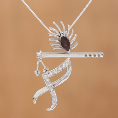 Garnet pendant necklace, Melodious Krishna