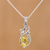 Citrine pendant necklace, 'Golden Bud' - Four Carat Citrine Necklace in Rhodium Plated Silver