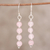 Quartz dangle earrings, 'Happy Delight in Pink' - Pink Quartz and Sterling Silver Dangle Earrings from India (image 2) thumbail