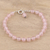 Quartz beaded bracelet, 'Pink Delight' - Handmade Dyed Pink Quartz Beaded Bracelet from India (image 2b) thumbail