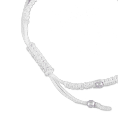 Sterling silver beaded bracelet, 'Peaceful Song in Snow White' - Sterling Silver Beaded Bracelet in Snow White from India