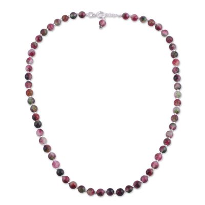 Colorful Quartz and Silver Beaded Necklace from India