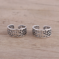Artisan Crafted Sterling Silver Toe Rings (Pair) from India,'Alluring Vines'