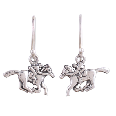 Handcrafted Sterling Silver Horse Dangle Earrings from India