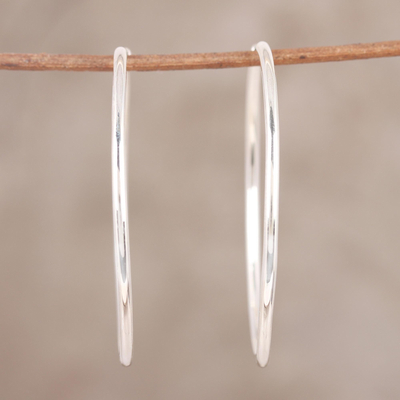 Sterling silver hoop earrings, 'Timeless Charm' - Handcrafted Polished Sterling Silver Endless Hoop Earrings