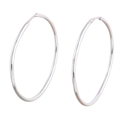 Sterling silver hoop earrings, 'Timeless Charm' - Handcrafted Polished Sterling Silver Endless Hoop Earrings