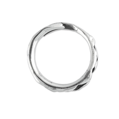 Sterling silver wrap ring, 'Zig Zag Corridor' - Handcrafted Sterling Silver Zig Zag Wrap Ring from India
