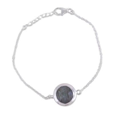 Labradorite and Sterling Silver Pendant Bracelet from India