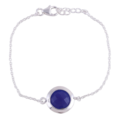 Blue Quartz and Sterling Silver Pendant Bracelet from India