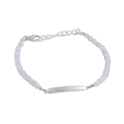Rainbow Moonstone and Sterling Silver Beaded Bracelet