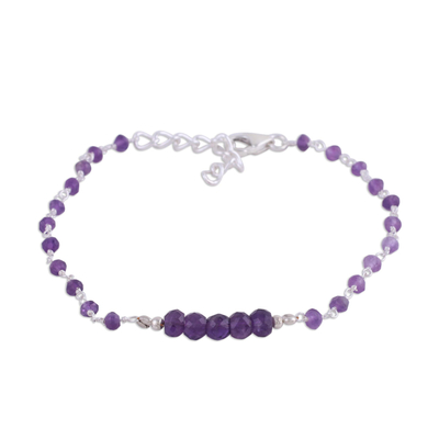 Amethyst link bracelet, 'Luminous Purple' - Handcrafted Amethyst and Sterling Silver Link Bracelet