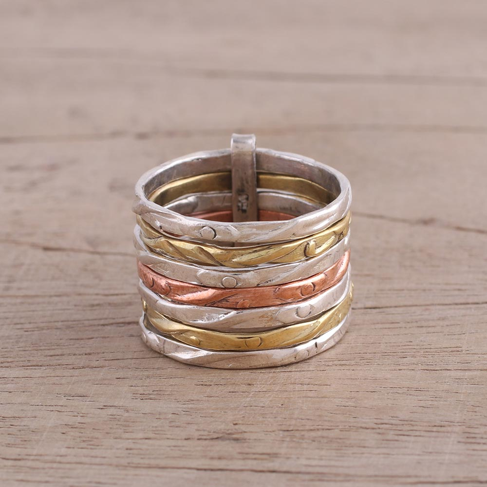 Spinner Ring ~ Sterling Silver 925, Copper and Bronze ~ MS025