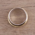 Sterling silver and brass meditation spinner ring, 'Contrasting Beauty' - Sterling Silver and Brass Meditation Ring from India