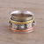Cultured pearl meditation spinner ring, 'Spinning Blossom' - Handcrafted Sterling Silver Meditation Ring with Pearl