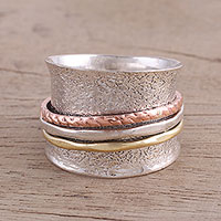 Featured review for Sterling silver meditation spinner ring, Stylish Textures