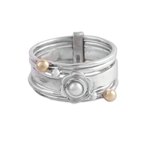 Cultured pearl meditation spinner ring, 'Luminous Floral' - Cultured Pearl and Sterling Silver Meditation Spinner Ring