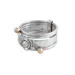 Cultured pearl meditation spinner ring, 'Luminous Floral' - Cultured Pearl and Sterling Silver Meditation Spinner Ring