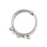Cultured pearl meditation spinner ring, 'Luminous Floral' - Cultured Pearl and Sterling Silver Meditation Spinner Ring