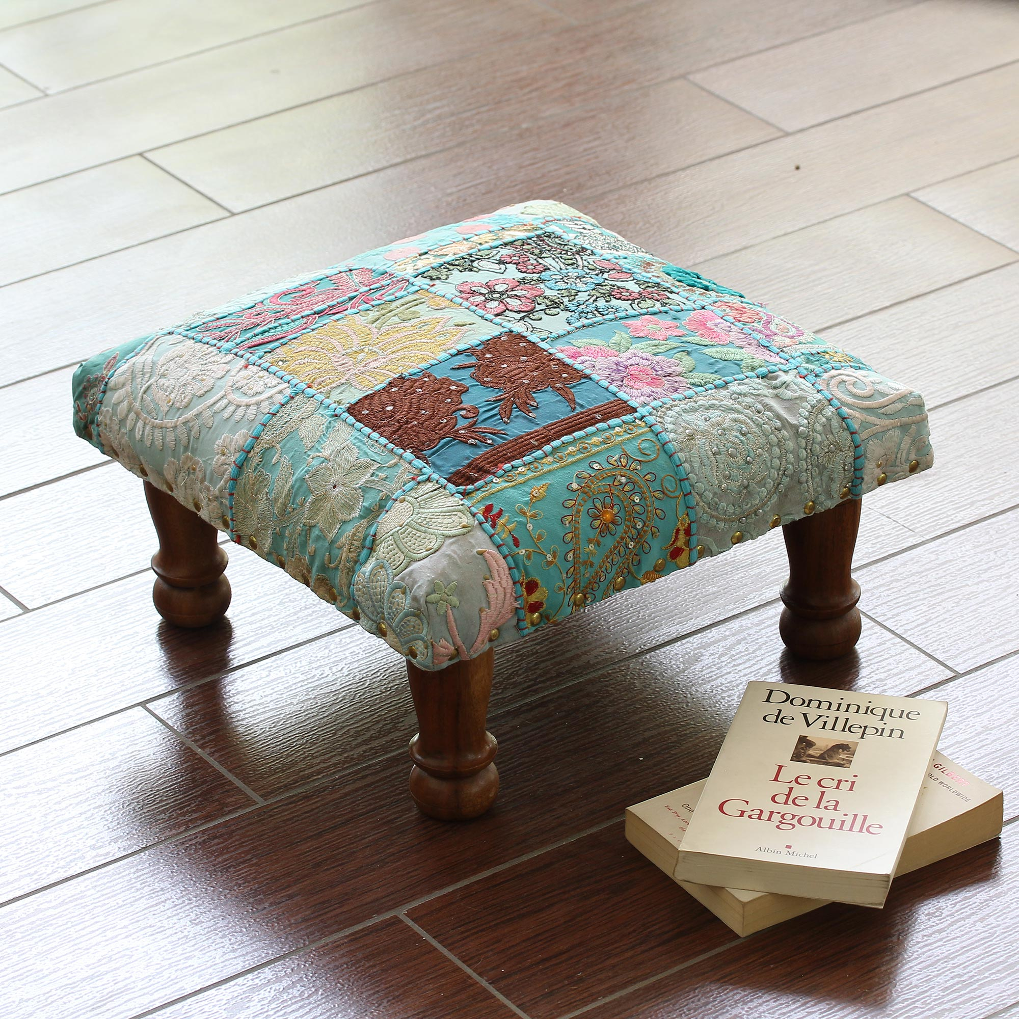 Indian Traditional Home Decorative Ottoman Handmade and Patchwork Foot Stool By 