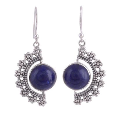 Lapis Lazuli Bubbly Dangle Earrings from India