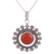 Carnelian pendant necklace, 'Bubbly Red Moon' - Carnelian and Silver Bubbly Pendant Necklace from India