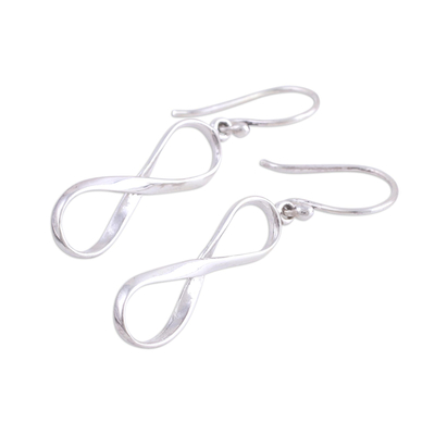 Sterling silver dangle earrings, 'Paths of Time' - Infinity Symbol Sterling Silver Dangle Earrings form India