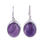 Amethyst dangle earrings, 'Glowing Delight' - Oval Amethyst and Silver Dangle Earrings from India thumbail