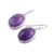 Amethyst dangle earrings, 'Glowing Delight' - Oval Amethyst and Silver Dangle Earrings from India (image 2d) thumbail