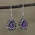 Amethyst dangle earrings, 'Lilac Shimmer' - Teardrop Amethyst Dangle Earrings from India (image 2) thumbail