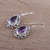 Amethyst dangle earrings, 'Lilac Shimmer' - Teardrop Amethyst Dangle Earrings from India (image 2b) thumbail