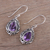 Amethyst dangle earrings, 'Lilac Shimmer' - Teardrop Amethyst Dangle Earrings from India (image 2c) thumbail