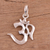 Sterling silver pendant, 'Majestic Om' - High-Polish Sterling Silver Om Pendant from India thumbail
