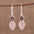 Rose quartz and smoky quartz dangle earrings, 'Dazzling Alliance' - Rose and Smoky Quartz Dangle Earrings from India (image 2) thumbail