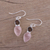 Rose quartz and smoky quartz dangle earrings, 'Dazzling Alliance' - Rose and Smoky Quartz Dangle Earrings from India (image 2b) thumbail