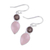 Rose quartz and smoky quartz dangle earrings, 'Dazzling Alliance' - Rose and Smoky Quartz Dangle Earrings from India (image 2d) thumbail