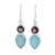 Chalcedony and smoky quartz dangle earrings, 'Dazzling Alliance' - Chalcedony and Smoky Quartz Dangle Earrings from India thumbail