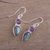 Labradorite and amethyst dangle earrings, 'Dazzling Alliance' - Labradorite and Amethyst Dangle Earrings from India (image 2b) thumbail