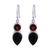 Onyx and garnet dangle earrings, 'Dazzling Alliance' - Handmade Black Onyx and Garnet Dangle Earrings from India thumbail