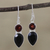 Onyx and garnet dangle earrings, 'Dazzling Alliance' - Handmade Black Onyx and Garnet Dangle Earrings from India (image 2b) thumbail