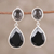Onyx and tourmalinated quartz dangle earrings, 'Alluring Onyx' - Black Onyx and Tourmalinated Quartz Dangle Earrings (image 2) thumbail