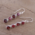 Ruby and garnet dangle earrings, 'Trendy Orbs' - Ruby and Garnet Sterling Silver Dangle Earrings from India (image 2b) thumbail