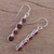 Ruby and garnet dangle earrings, 'Trendy Orbs' - Ruby and Garnet Sterling Silver Dangle Earrings from India (image 2c) thumbail
