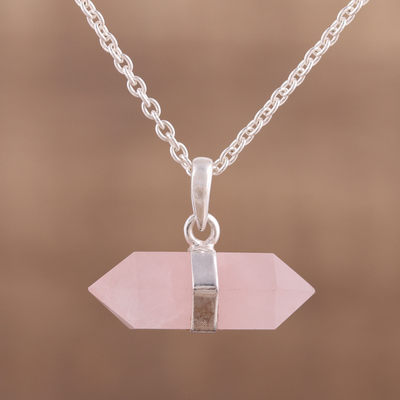 rose quartz crystal pendant necklace