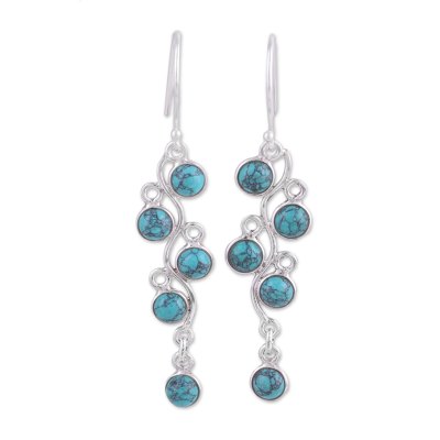 Sterling silver dangle earrings, 'Juicy Vine' - Sterling Silver Dangle Earrings from India