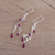 Garnet chandelier earrings, 'Windy Dance' - Garnet and Silver Swirling Chandelier Earrings from India (image 2c) thumbail